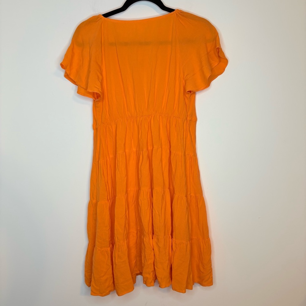 NWT Karsenkimball The Drop Oriole Orange V-Neck Tiered Dress Size Small - Picture 2 of 8